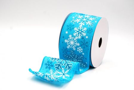 Himmelblaue Schneeflocken & Winterglanz Drahtband_KF9388G-55-213