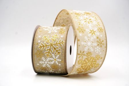 Helle braune Schneeflocken & Winterglanz Drahtband_KF9390GC-13-183