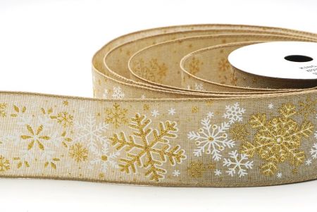 Helle braune Schneeflocken & Winterglanz Drahtband_KF9390GC-13-183