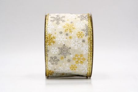 Krém/Arany_Havas Csillogó Hópehely Drótos Szalag_KF9391G-1