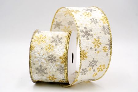 Krém/Arany_Havas Csillogó Hópehely Drótos Szalag_KF9391G-1