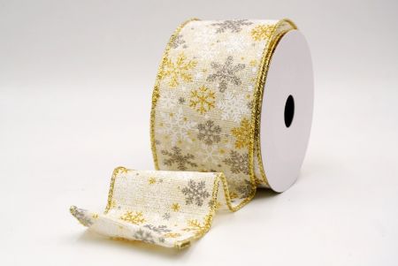 Krém/Arany_Havas Csillogó Hópehely Drótos Szalag_KF9391G-1