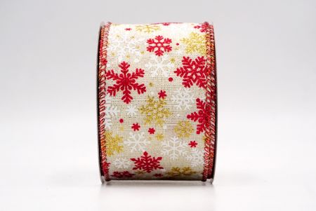Krém/Piros_Havas Csillogó Hópehely Drótos Szalag_KF9391GR-1R