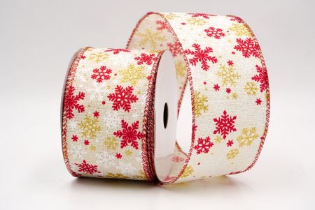 Krém/Piros_Havas Csillogó Hópehely Drótos Szalag_KF9391GR-1R