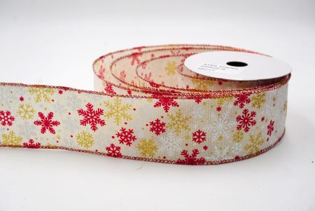 Krém/Piros_Havas Csillogó Hópehely Drótos Szalag_KF9391GR-1R