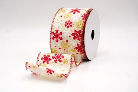 Krém/Piros_Havas Csillogó Hópehely Drótos Szalag_KF9391GR-1R