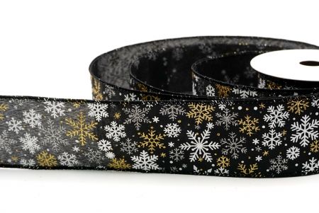 Fekete_Havas Csillogó Hópehely Drótos Szalag_KF9392GC-53-53
