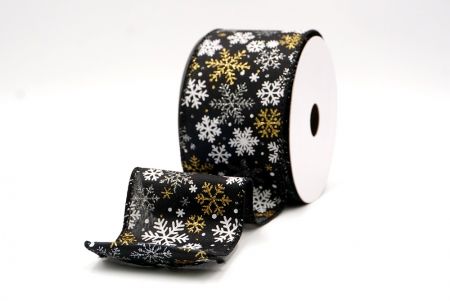 Fekete_Havas Csillogó Hópehely Drótos Szalag_KF9392GC-53-53