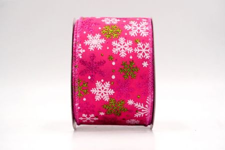 Rózsaszín_Havas Csillogó Hópehely Drótos Szalag_KF9395GC-40-218