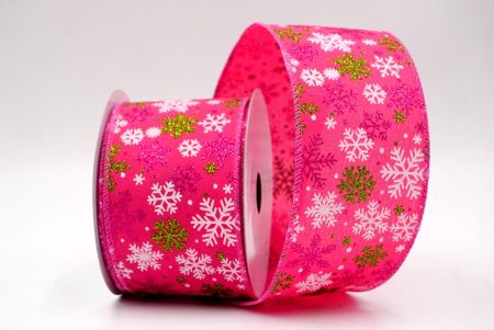 Rózsaszín_Havas Csillogó Hópehely Drótos Szalag_KF9395GC-40-218