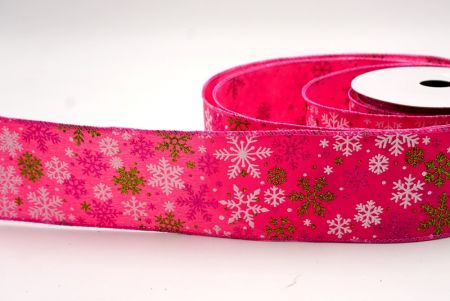 Rózsaszín_Havas Csillogó Hópehely Drótos Szalag_KF9395GC-40-218
