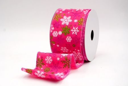 Rózsaszín_Havas Csillogó Hópehely Drótos Szalag_KF9395GC-40-218
