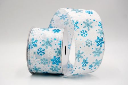 Fehér/Kék_Havas Csillogó Hópehely Drótos Szalag_KF9396GC-1-1