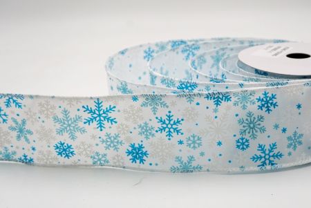 Fehér/Kék_Havas Csillogó Hópehely Drótos Szalag_KF9396GC-1-1