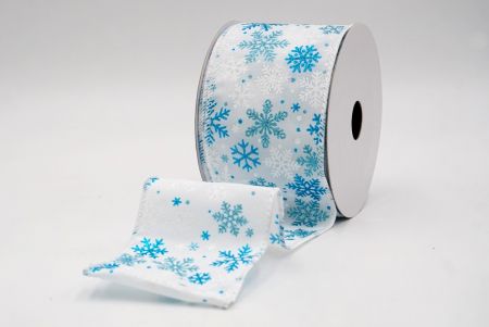 Fehér/Kék_Havas Csillogó Hópehely Drótos Szalag_KF9396GC-1-1