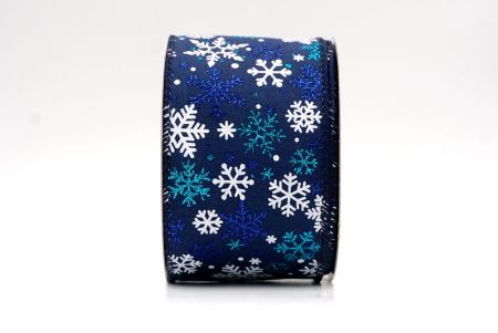 Tengerészkék_Havas Csillogó Hópehely Drótos Szalag_KF9397GC-4-4