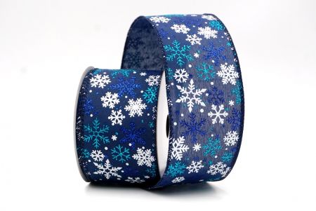 Tengerészkék_Havas Csillogó Hópehely Drótos Szalag_KF9397GC-4-4