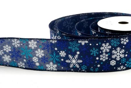 Tengerészkék_Havas Csillogó Hópehely Drótos Szalag_KF9397GC-4-4