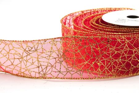 Rot - Gold Glitzer Funkeln Kreuzband_KF9402G-7
