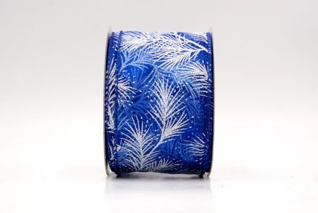 Blue_Glitter Pine Leaves Sheer Wired Ribbon_KF9407GC-4-151