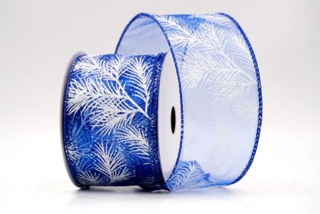 Blue_Glitter Pine Leaves Sheer Wired Ribbon_KF9407GC-4-151