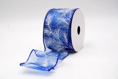 Blue_Glitter Pine Leaves Sheer Wired Ribbon_KF9407GC-4-151