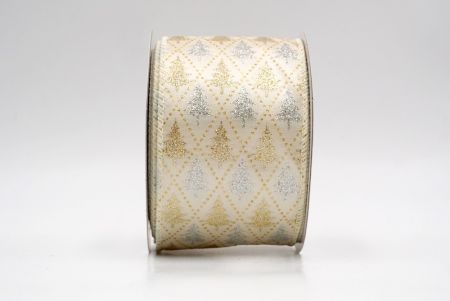Cream_Festive Pine Tree Diamond Wired Ribbon_KF9408GC-2-2