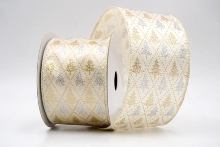 Cream_Festive Pine Tree Diamond Wired Ribbon_KF9408GC-2-2