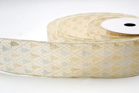 Cream_Festive Pine Tree Diamond Wired Ribbon_KF9408GC-2-2