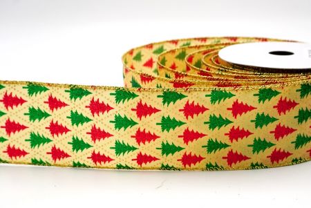 Golden Yellow_Festive Pine Tree Diamond Wired Ribbon_KF9409G-13
