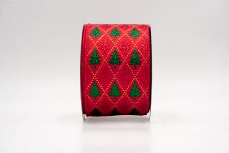 Red_Festive Pine Tree Diamond Wired Ribbon_KF9409GC-7-7