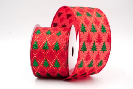 Red_Festive Pine Tree Diamond Wired Ribbon_KF9409GC-7-7