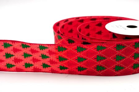 Red_Festive Pine Tree Diamond Wired Ribbon_KF9409GC-7-7