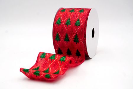 Red_Festive Pine Tree Diamond Wired Ribbon_KF9409GC-7-7