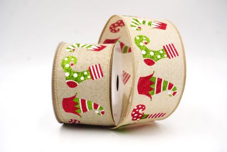 Hellbraunes Weihnachts-Elfen-Schuh-Glitzerband_KF9410GC-13-183