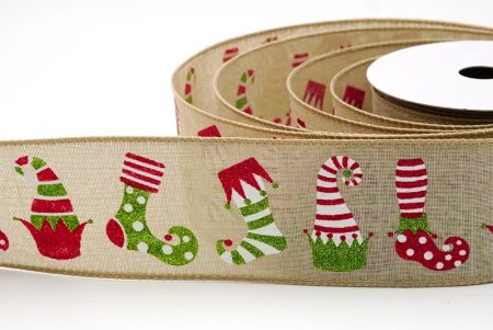 Hellbraunes Weihnachts-Elfen-Schuh-Glitzerband_KF9410GC-13-183