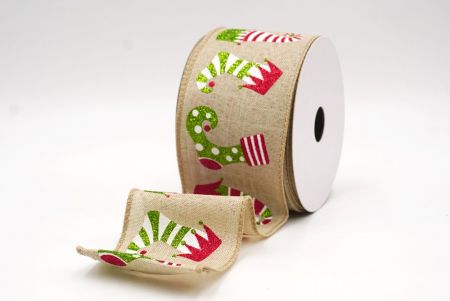 Hellbraunes Weihnachts-Elfen-Schuh-Glitzerband_KF9410GC-13-183