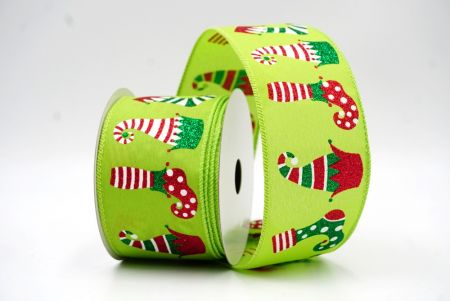 Neongrünes Weihnachts-Elfen-Schuh-Glitzerband_KF9411GC-15-190