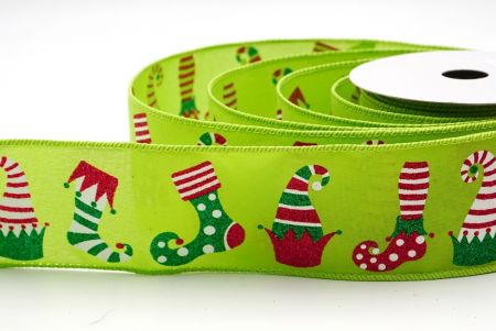 Neongrünes Weihnachts-Elfen-Schuh-Glitzerband_KF9411GC-15-190