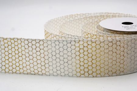 Weiß - Gold holografisches Glitzer Kreuzdrahtband_KF9412GC-1G-1