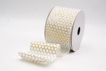 Weiß - Gold holografisches Glitzer Kreuzdrahtband_KF9412GC-1G-1