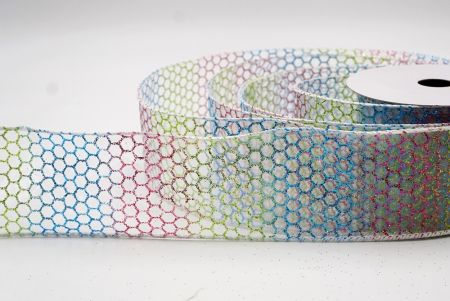 Durchsichtig - Weiß holografisches Glitzer Kreuzdrahtband_KF9413GC-1-1