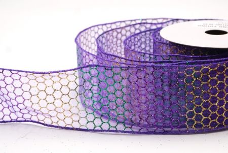 Durchsichtig - Lila holografischer Glitzer Kreuzdrahtband_KF9413GC-34-34