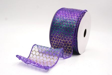 Durchsichtig - Lila holografischer Glitzer Kreuzdrahtband_KF9413GC-34-34