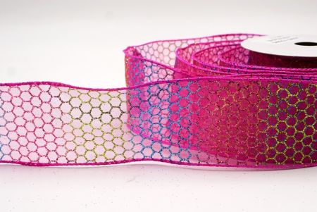 Durchsichtig - Rosa holografischer Glitzer Kreuzdrahtband_KF9413GC-40-40