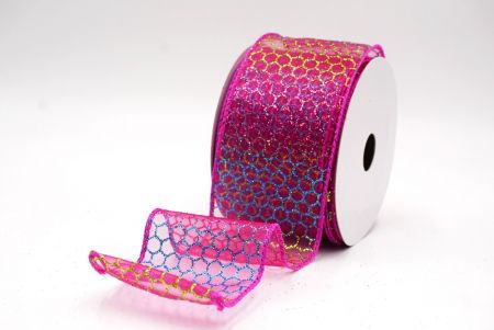 Durchsichtig - Rosa holografischer Glitzer Kreuzdrahtband_KF9413GC-40-40