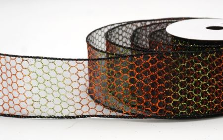 Durchsichtig - Schwarzer holografischer Glitzer Kreuzdrahtband_KF9413GC-53-53