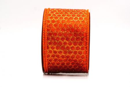 Durchsichtig - Oranger holografischer Glitzer Kreuzdrahtband_KF9413GC-54-54