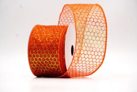 Durchsichtig - Oranger holografischer Glitzer Kreuzdrahtband_KF9413GC-54-54