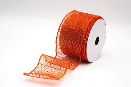 Durchsichtig - Oranger holografischer Glitzer Kreuzdrahtband_KF9413GC-54-54